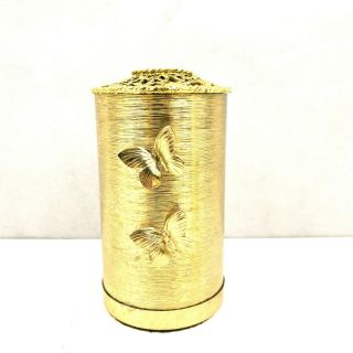 Gold Gilt Filigree Butterflies Lotion Soap Dispenser Cover Vintage 5 3/4 " Tall