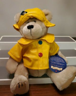Harper The Brass Button Bear Stuff Animal Yellow Rain Coat Teddy 11 " Jointed Nwt