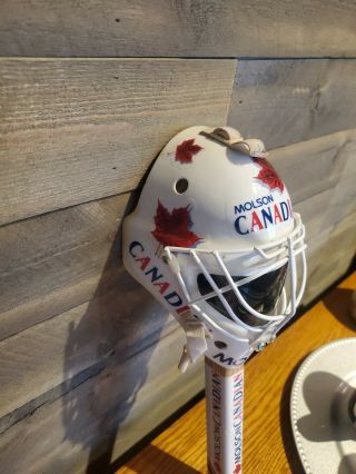 VINTAGE Molson Canadian Goalie Mask Beer Tap Handle Rare Hockey Keg Wood Stick 3