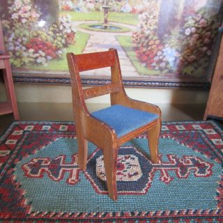 Antique Victorian Dollhouse Chair Miniature Wooden Wood 1800s Furniture Germany
