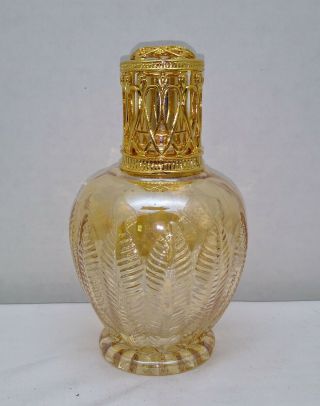 Gold Iridized Glass Oil Lamp Fragrance Diffuser Catalytic Burner Crown Top
