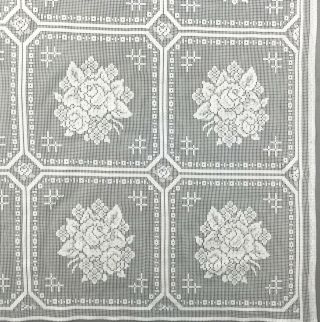 Vintage Shower Curtain Lace Fabric White Roses 64 " X 72 "