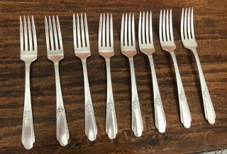 Vintage William Rogers Silver Plated Dinner Forks Set Of 8