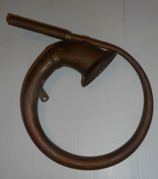 Antique Brass Car/buggy Horn With Mounting Bracket 8 1/2 " O.  D.  With 3 1/4 " Bell