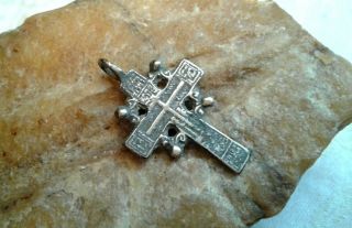 Rare Antique C.  18th Century Ornate Silver " Old Believers " Orthodox " Sun " Cross