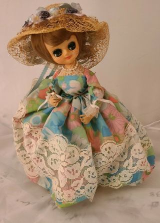 Vintage Bradley Doll Big Eye Southern Belle With Stand 1970 