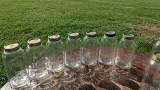 Antique Vintage Glass Half Gallon Jars Set Of 7 Various Lids