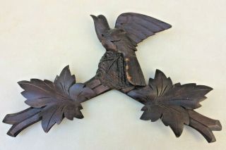 Antique Wooden Bird Leaves Cuckoo Clock Topper Part 13 1/2 " Black Forest Germany