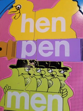 1973 Playskool Sesame Street Wood Puzzle Rare Hen Pen Men Rhymes Ds5