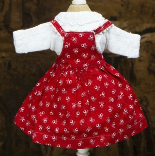 Antique French Dress And Blouse For Small Bebe Doll 12 - 13 " (30 - 34cm)