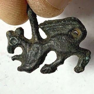 European Finds Ancient Viking Bronze Nordic Dragon Amulet Pendant 24.  2mm