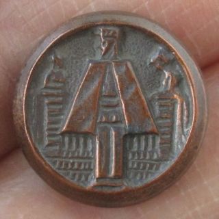 11/16 " Antique 1 - Piece Stamped Brass Button,  Man In Cape