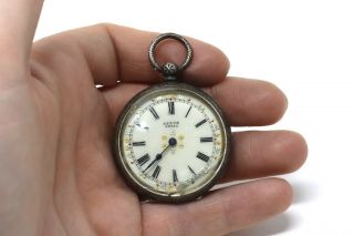 Antique Victorian Sterling Silver 935 Astor Key Wind Ladies Fob Pocket Watch 49g