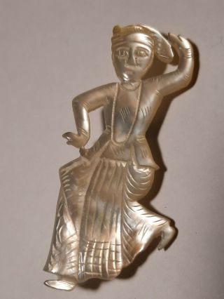 Antique C Clasp Brooch Mother Of Pearl Dancing Figure 7.