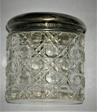 Vintage Cut Glass Silver Topped Inkwell Birmingham 1912 Hallmarked