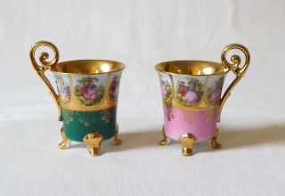 Antique Early 20th Century Continental Porcelain Cabinet Coffee Cups