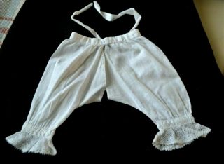 Antique Fancy Cotton Pantaloons For 12 " French Or German Doll Split Seat Handmde