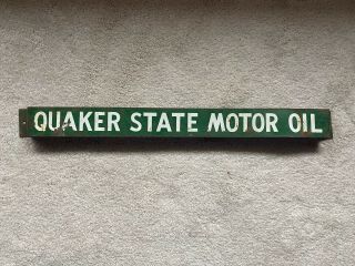 Rare Vintage Quaker State Motor Oil Metal Sign Door Push Rack Topper Advertising