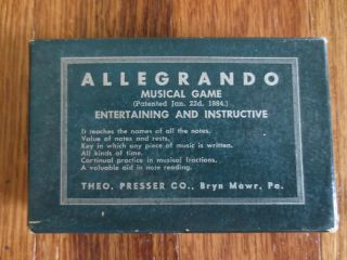 Rare Late 1800s Antique Allegrando Musical Card Game Theo.  Presser Co.  Vguc