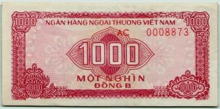 Rare Vietnam 1000 Dong 1987 Foreign Exchange Fec Fx6 Aunc Banknote - N832