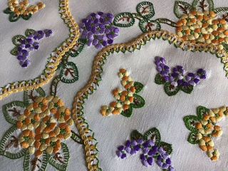 Gorgeous Vintage Linen Hand Embroidered Table Mats X3 Florals