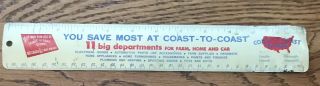 Rare Vintage Coast To Coast Stores Metal Ruler 12 Inch Farm Home & Car