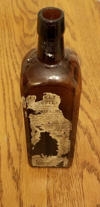 Vintage Antique Brown “prickly Ash Bitters Co.  ” Amber Glass Bottle St.  Louis