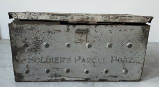 Rare Soldier’s Metal Ammo Box Wwii Wwi Military Mailed Parcel Post Rush Postage