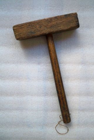 Antique Vintage Wood Mallet Hammer Primitive Oak Carpenter Collectible Tool