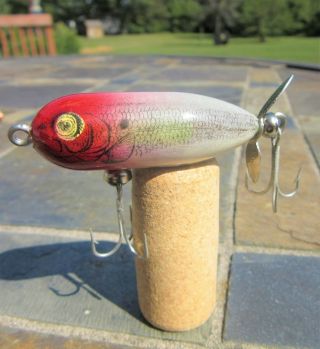 Vintage Heddon Tiny Torpedo Crankbait Fishing Lure Red & White with Spinner 2 