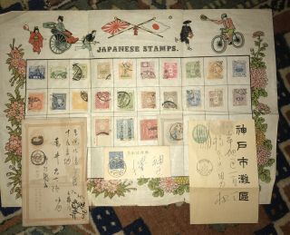 Rare Japanese Stamps And Late 1800’s Postal Card To China (see Photos)