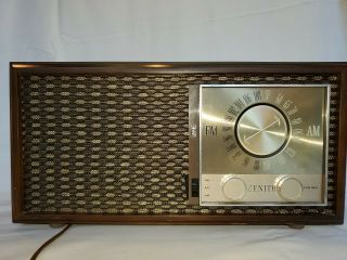 Vintage Zenith M730 Wooden Radio 7 Tube Antique Fm Am Sign Tubed 1950 