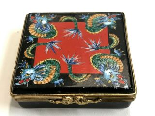 Rare Limoges Chinese Dragons Cloisonne Enamel Trinket Box - Limited Edition