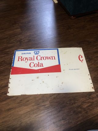 Vintage Drink Royal Crown Cola Soda Pop Double Sided Metal Sign Price Sign Rare