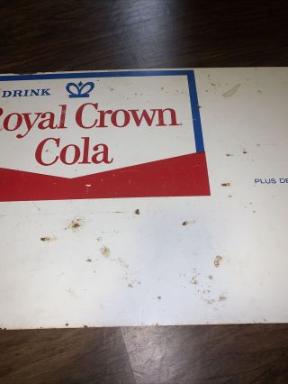 Vintage Drink Royal Crown Cola Soda Pop Double Sided Metal Sign Price Sign Rare 3