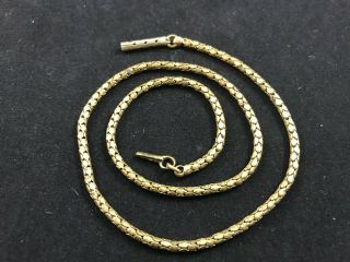 Antique Victorian Or Edwardian Fancy Rolled Gold Chain,  Tube Clasp