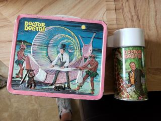 1968 Doctor Dolittle Lunch Box Aladdin.  With Thermos.  Rare.