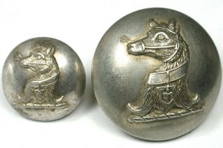 Antique Silver Livery Button In 2 Sizes Firmin Bk Mark Harness Bear W Shield