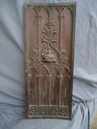 Rare 18th/17th Century Oak Carved Panel With Carved Gothic Arches & Cup Handle