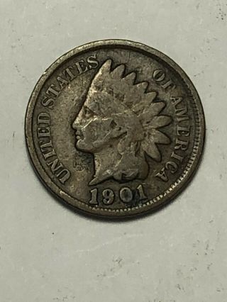 Rare Very Old Antique Us 1901 Indian Head Penny Cent Collectible Coin 244