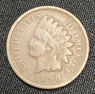 Rare Very Old Antique Us 1898 Indian Head Penny Cent Collectible Coin