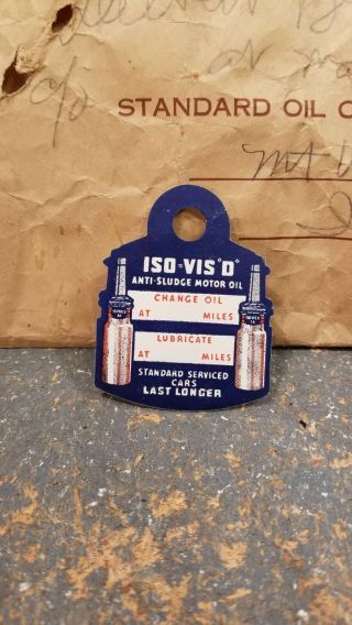 Rare Vintage Standard Oil Company Iso - Vis " D " Oil Change Tags & Envelope