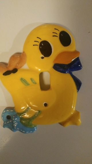 Vintage Ceramic Light Switch Cover Plate With Cute Yellow Duck Adorable
