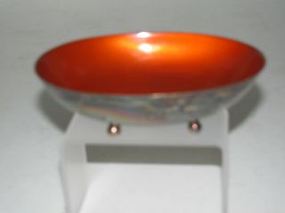Reed & Barton Footed Bowl Candy Dish W/orange Red Enamel Interior 143