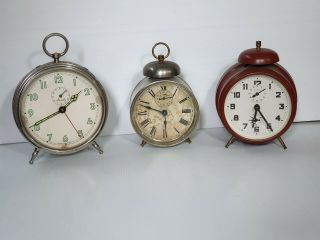 Antique Alarm Clocks Ansonia Mauthe German Circa 1900 - 1930 