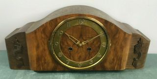 Vintage German Dark Wood Kieninger Ornate Mantel Clock