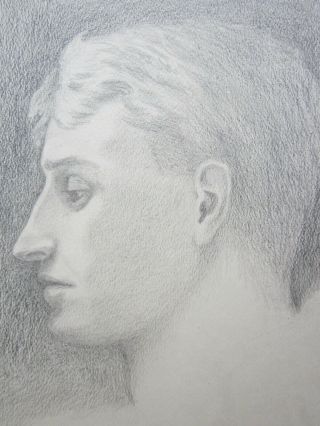 Fine Antique Pencil Drawing C.  1880 - Portrait Of A Handsome Man