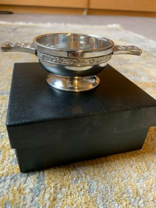 Pewter Quaich - Celtic Design And Still In Satin Lined Box.