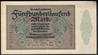 1923 500000 Mark Germany Vintage Paper Money Banknote Currency Rare Antique Xf