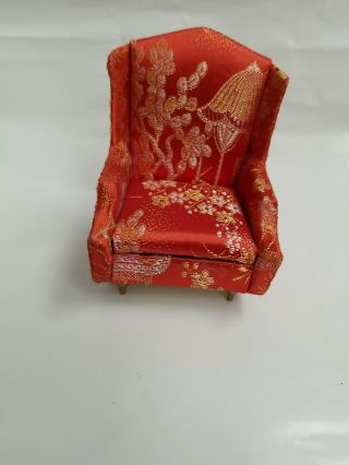 Petite Princess Vintage Miniature Dollhouse Furniture Red Salon Wing Chair
